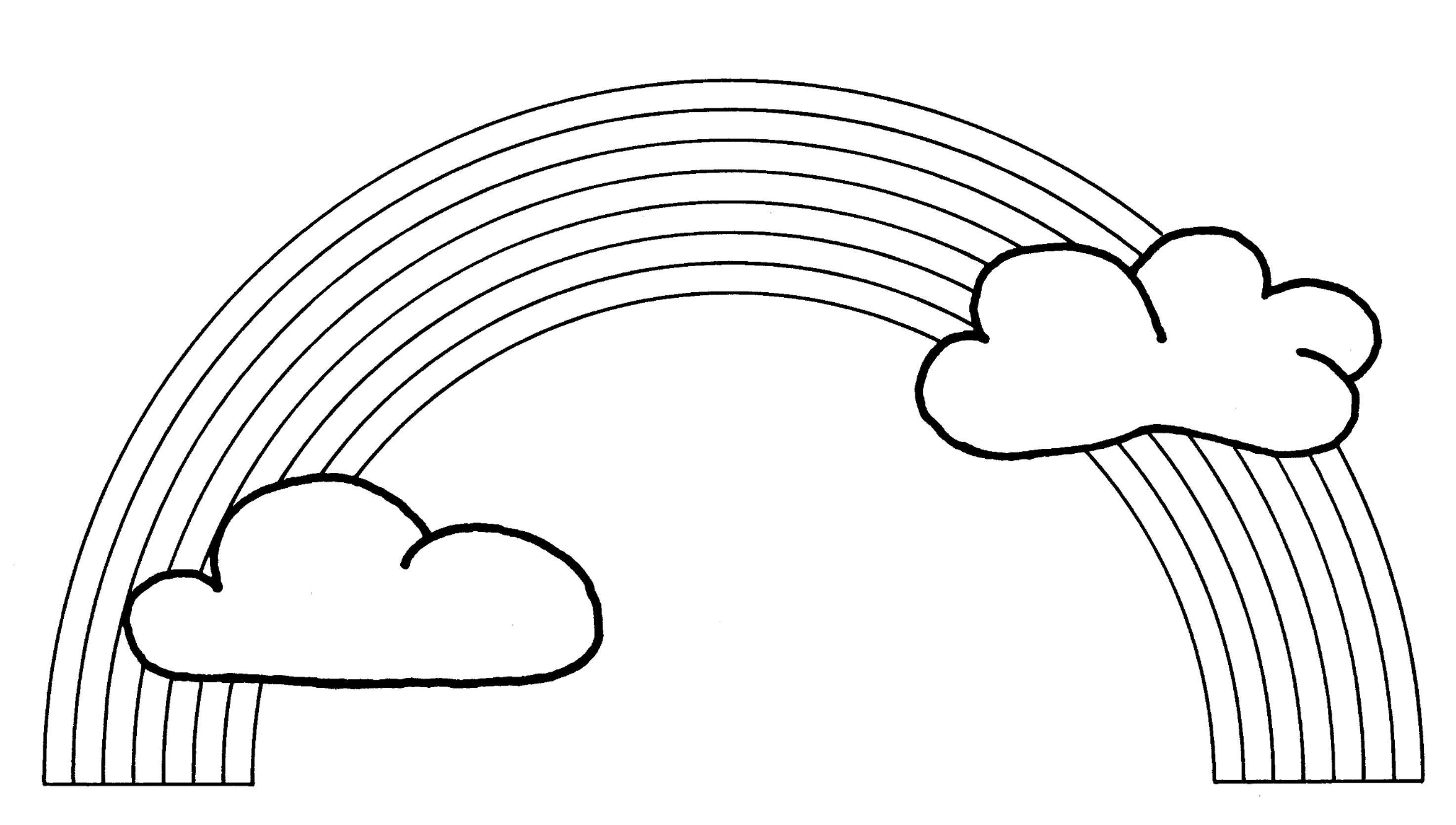 Dibujo de Arcoíris con dos nubes esponjosas para colorear Dibujo de Arcoíris con dos nubes esponjosas para colorear