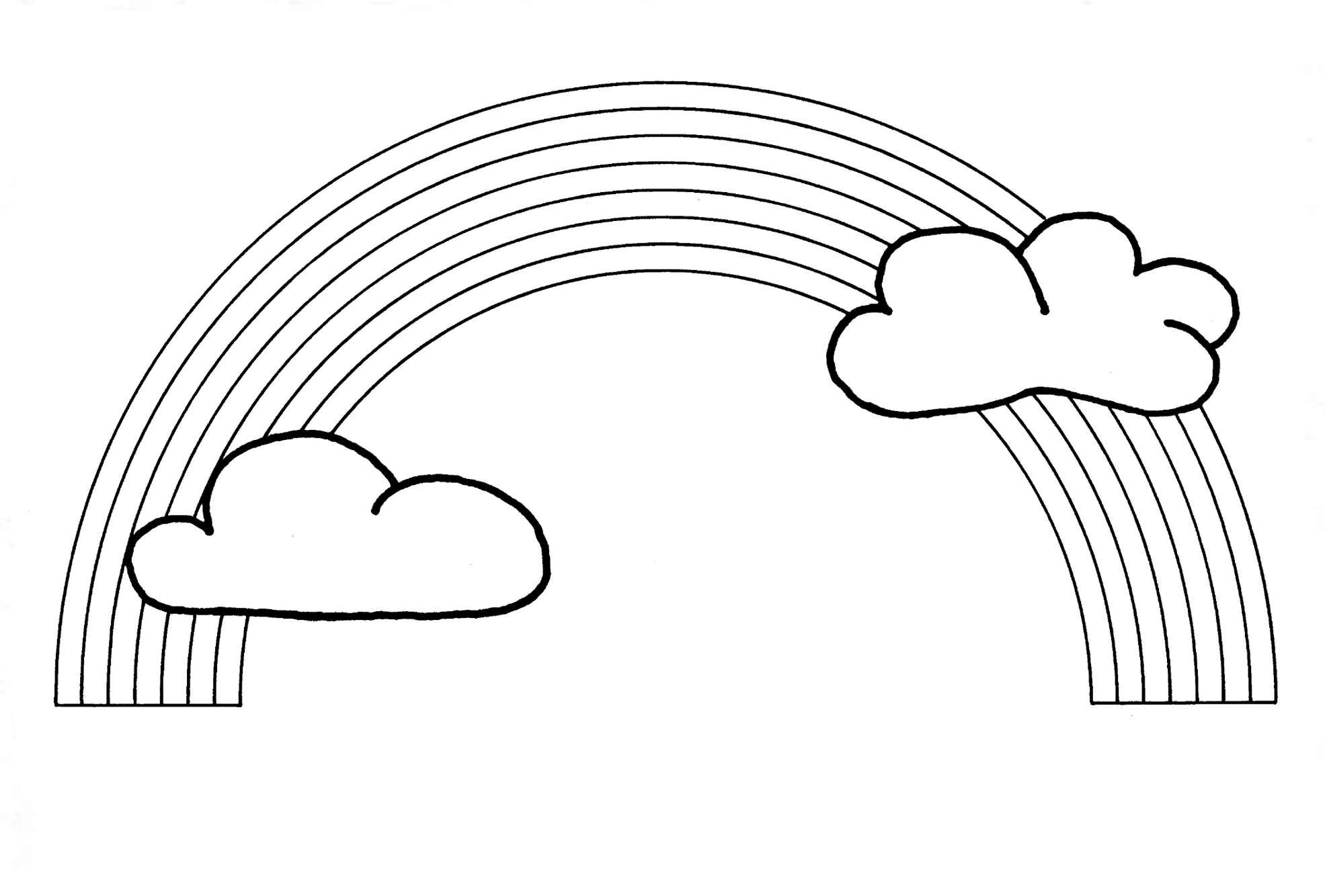 Dibujo de Arcoíris con dos nubes para colorear Dibujo de Arcoíris con dos nubes para colorear