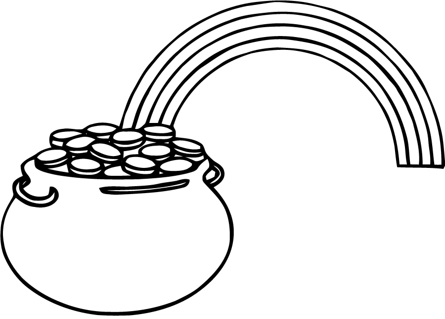 Dibujo de Arcoíris sobre un caldero de monedas para colorear Dibujo de Arcoíris sobre un caldero de monedas para colorear