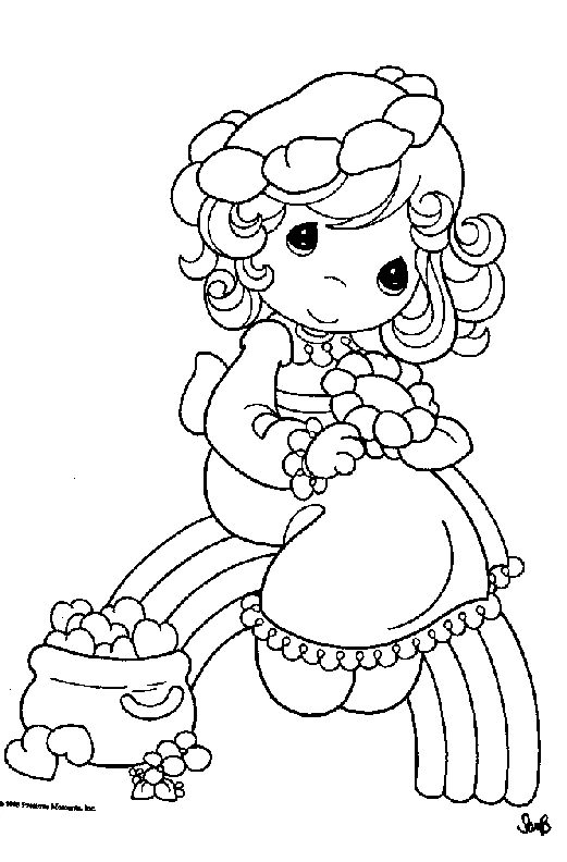 Dibujo de Niña sentada sobre un arcoíris con una bolsa de corazones para colorear Dibujo de Niña sentada sobre un arcoíris con una bolsa de corazones para colorear