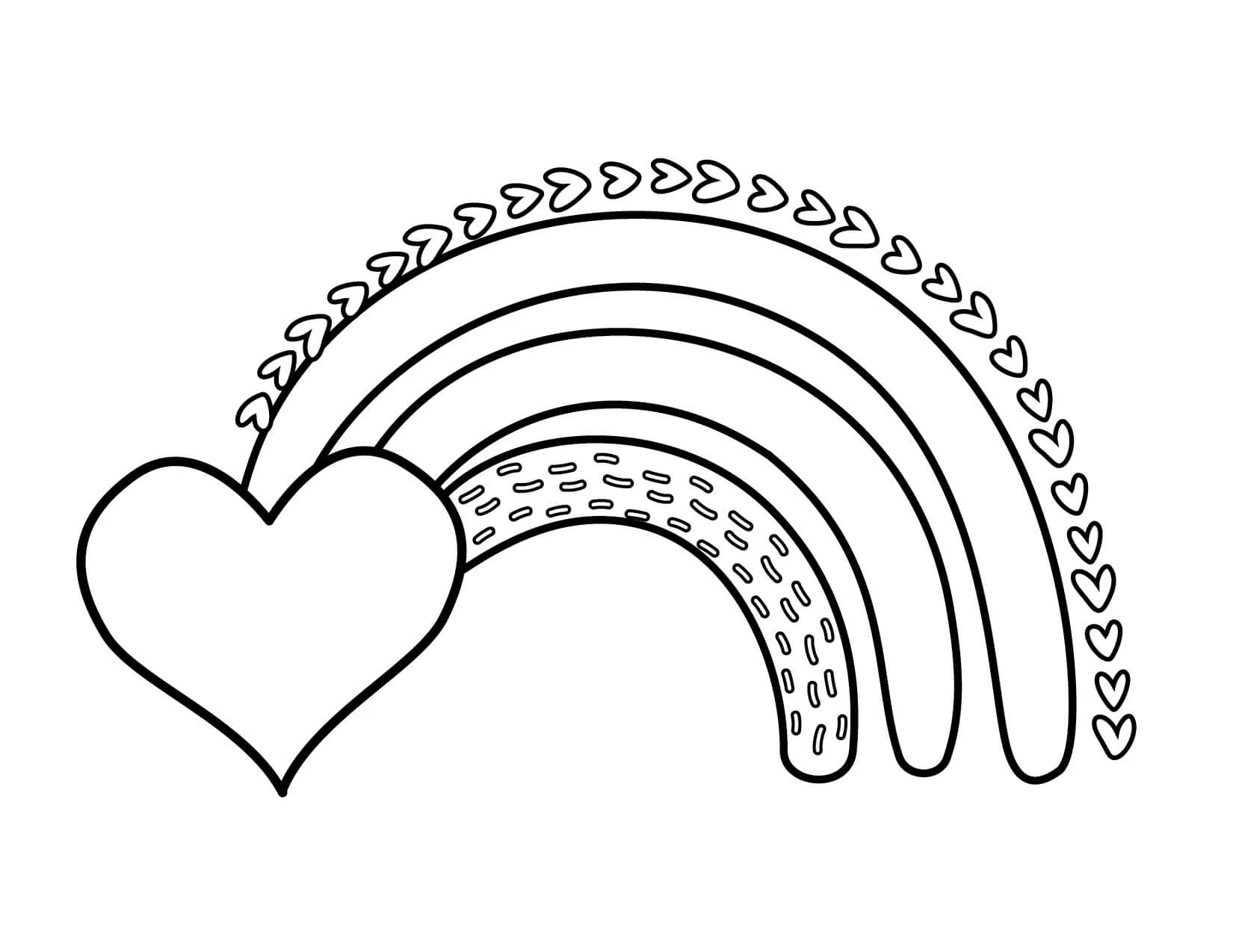 Dibujo de Arcoíris con un corazón para colorear
