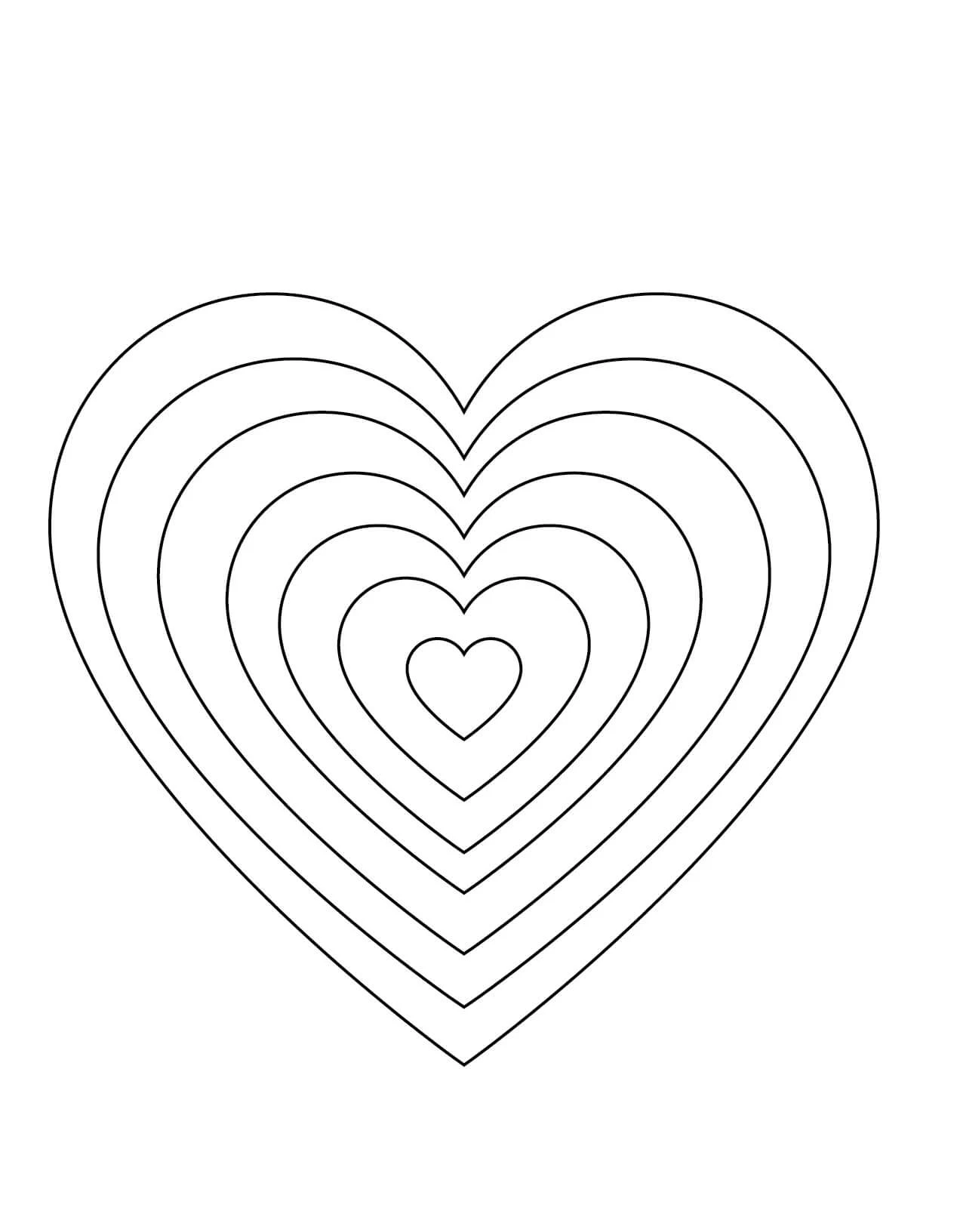 Dibujo de Arcoíris en forma de corazón con bandas concéntricas para colorear