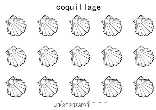 Dibujo de Concha repetida quince veces en fila para colorear