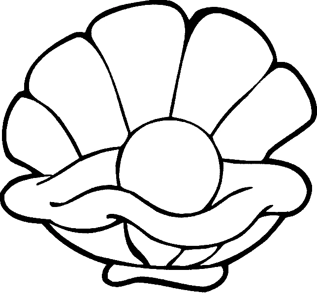 Dibujo de Concha con una perla redonda para colorear