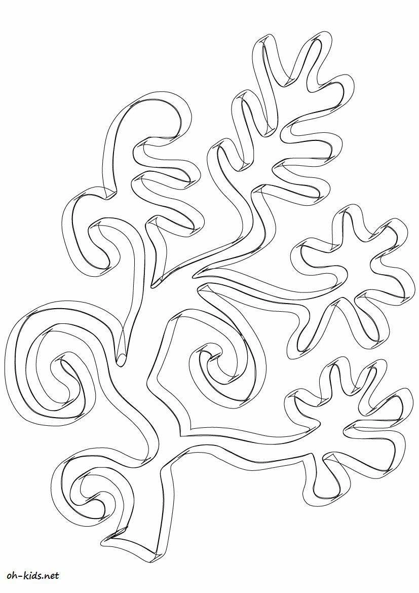 Dibujo de Rama de coral con puntas enroscadas para colorear