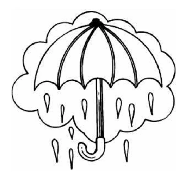 Dibujo de Paraguas con gotas de lluvia para colorear