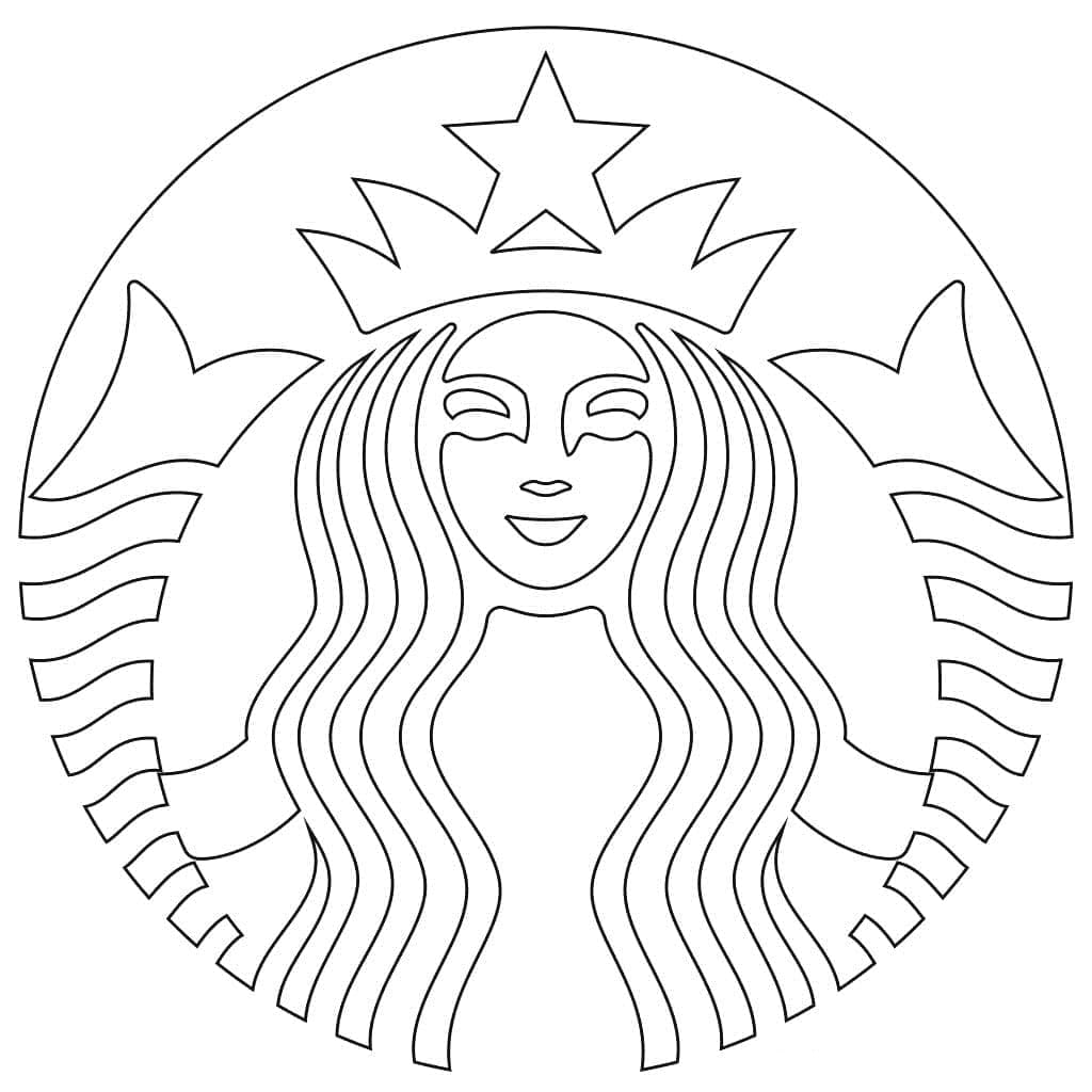 Dibujo de Logo de Starbucks con la sirena para colorear