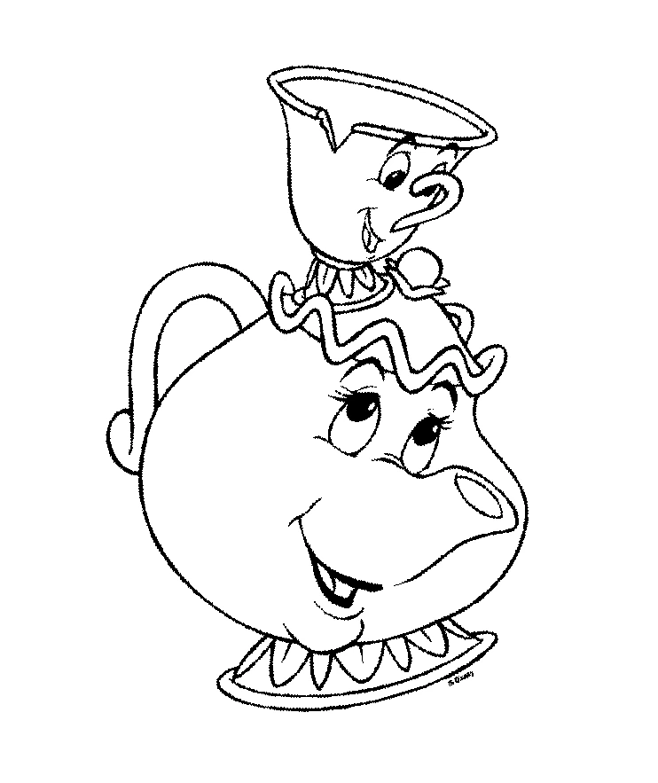 Dibujo de Señora Potts y Chip la tacita para colorear Dibujo de Señora Potts y Chip la tacita para colorear