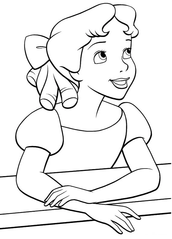 Dibujo de Wendy apoyada en una barandilla para colorear
