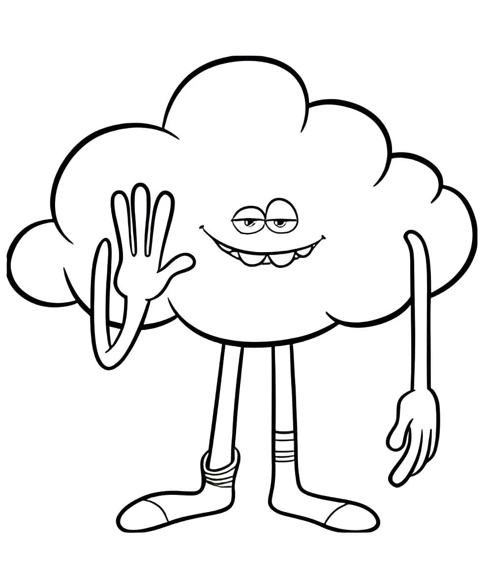 Dibujo de Cloud Guy saludando con una gran sonrisa para colorear Dibujo de Cloud Guy saludando con una gran sonrisa para colorear
