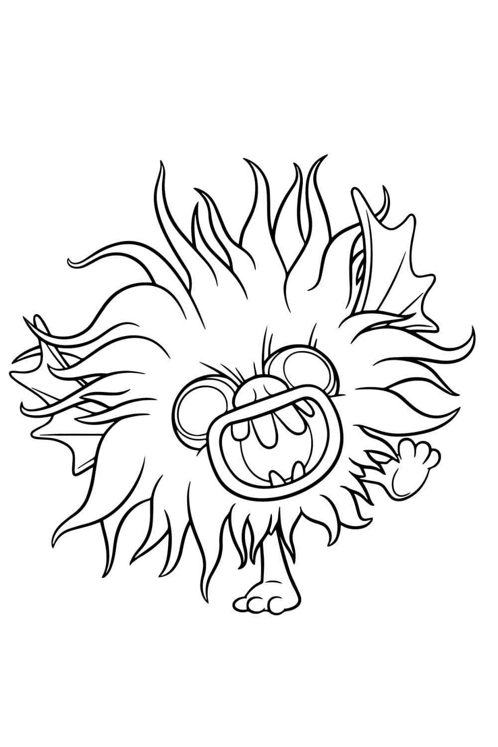 Dibujo de Debbie de The Trolls con cabello salvaje para colorear Dibujo de Debbie de The Trolls con cabello salvaje para colorear