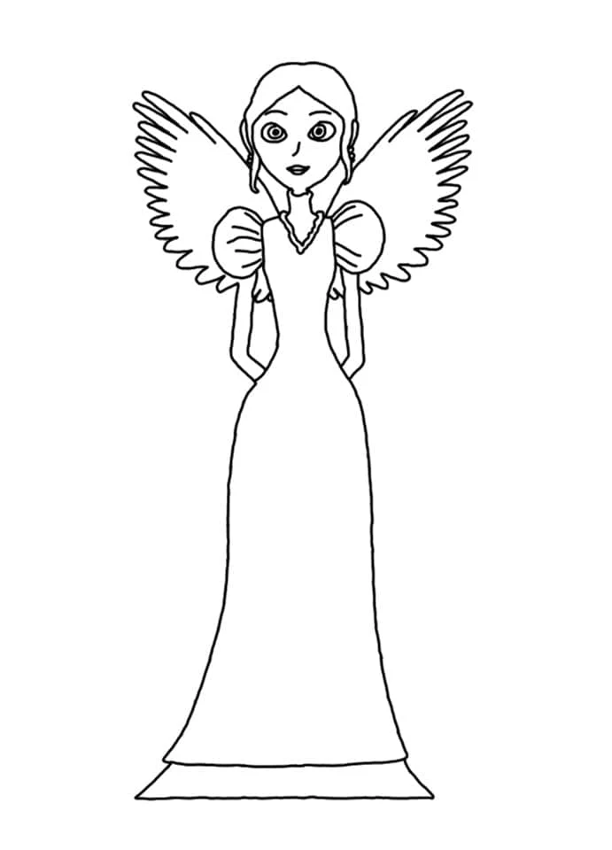 Dibujo de Lucille de pie con vestido largo y alas para colorear Dibujo de Lucille de pie con vestido largo y alas para colorear