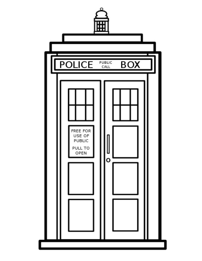 Dibujo de La Tardis, cabina policial para colorear