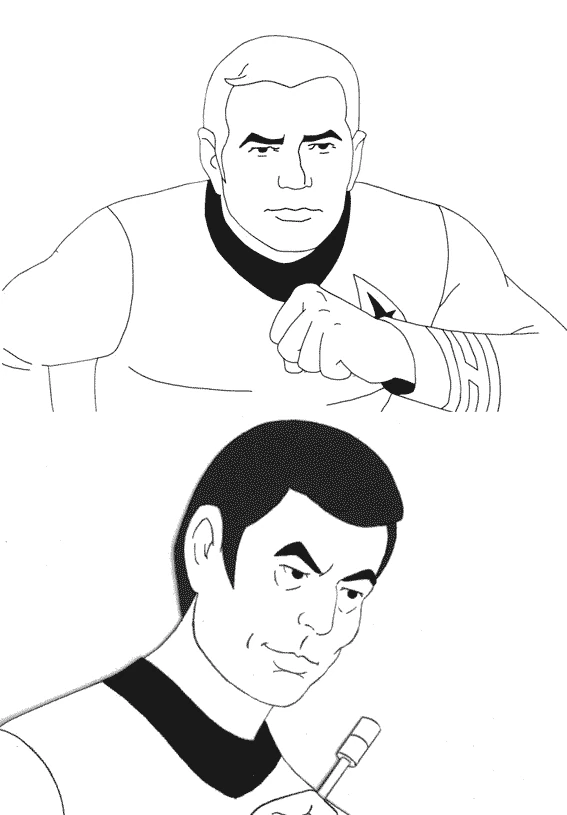 Dibujo de Oficiales de Viaje a las Estrellas con uniforme para colorear