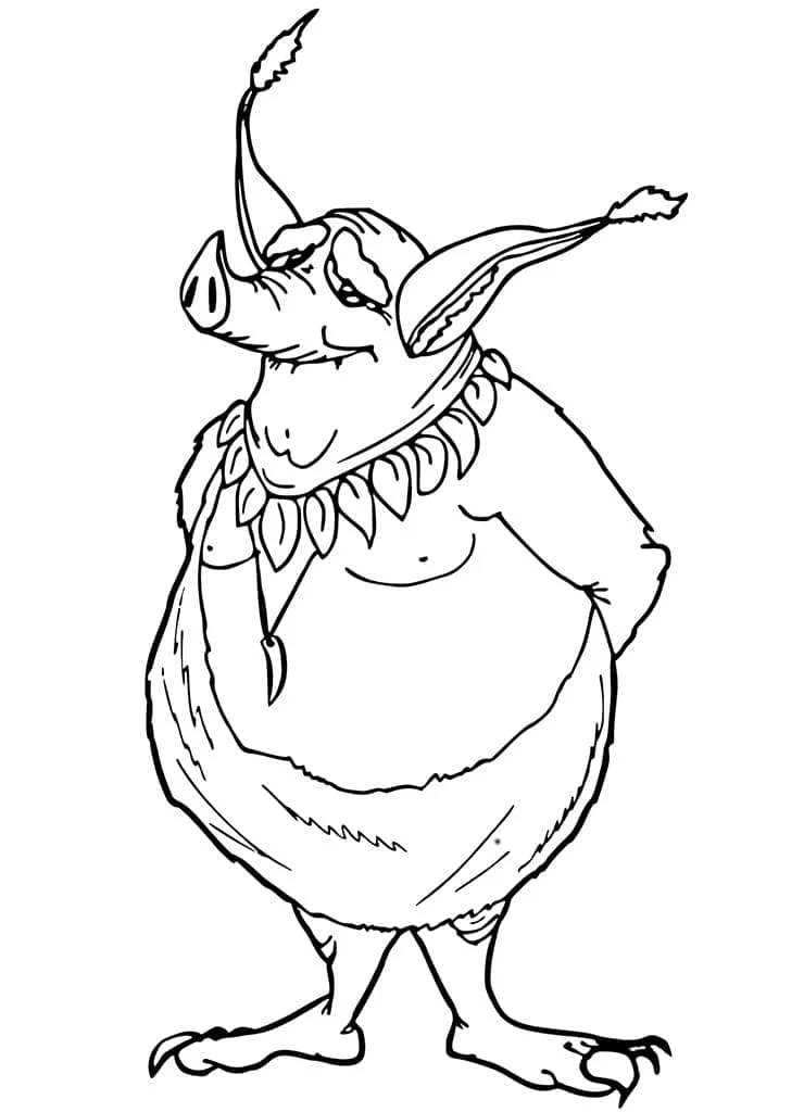 Dibujo de Duende cerdo de pie orgulloso para colorear