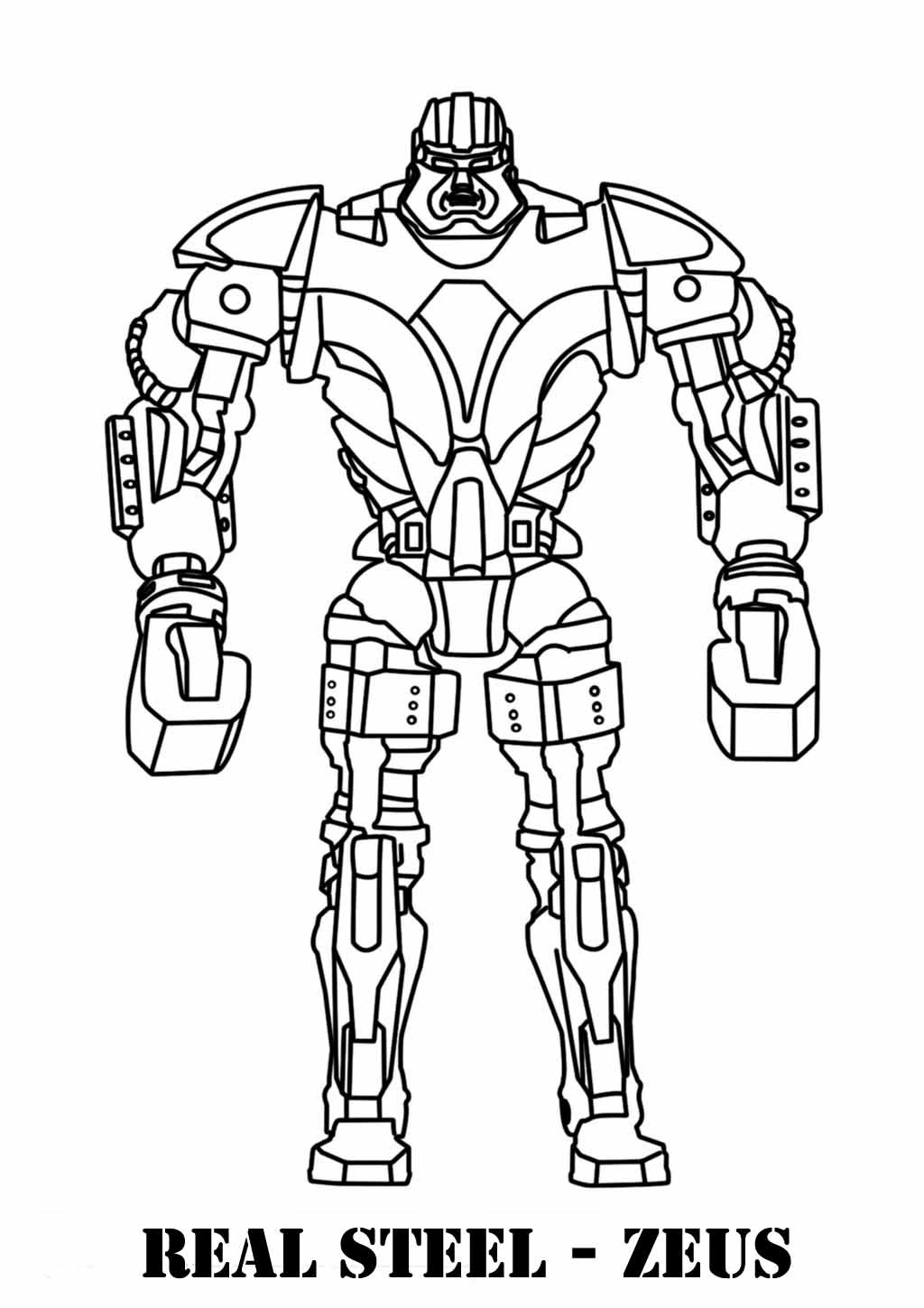 Dibujo de Robot Zeus en posición de combate para colorear