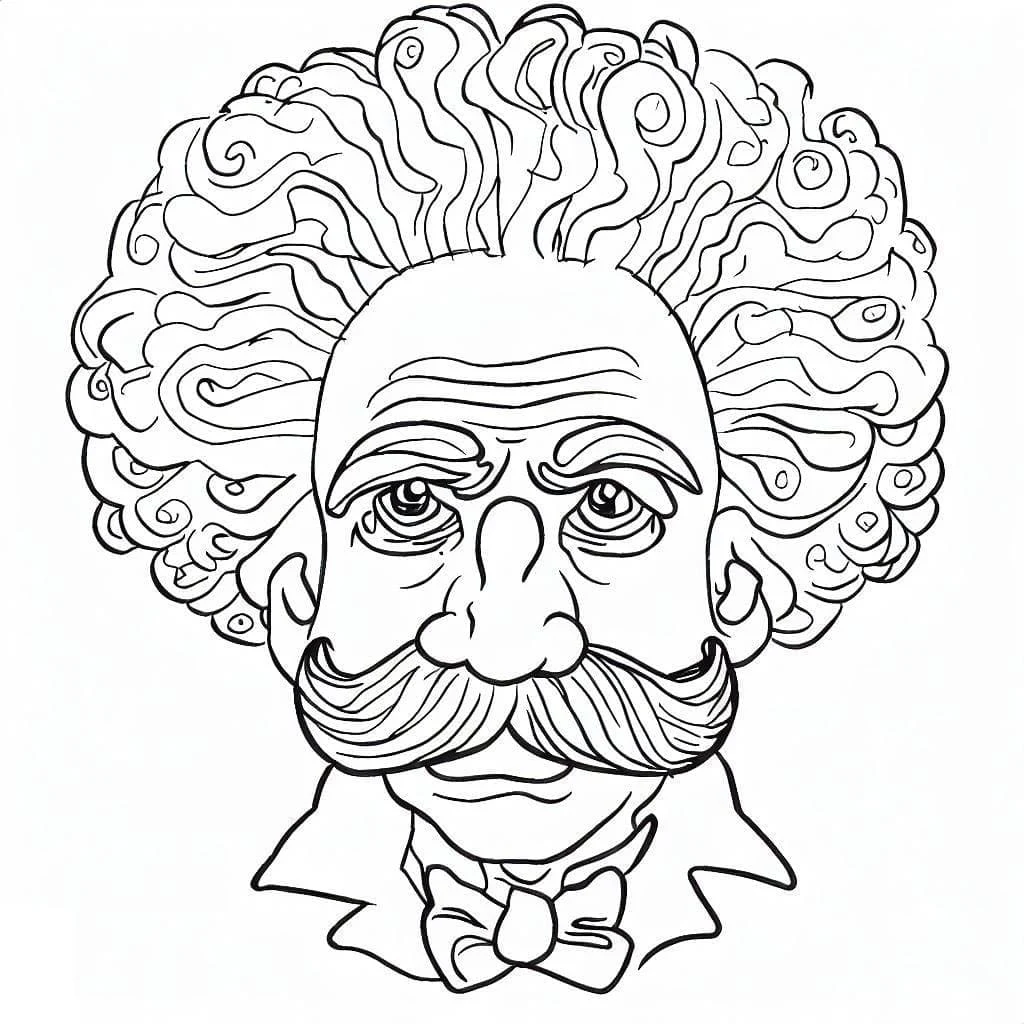 Dibujo de Albert Einstein con cabello rizado para colorear Dibujo de Albert Einstein con cabello rizado para colorear