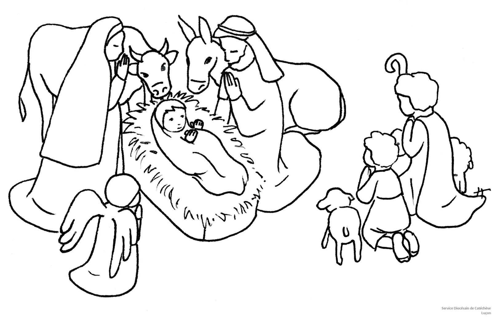 Dibujo de Jesús en el pesebre de la Natividad para colorear