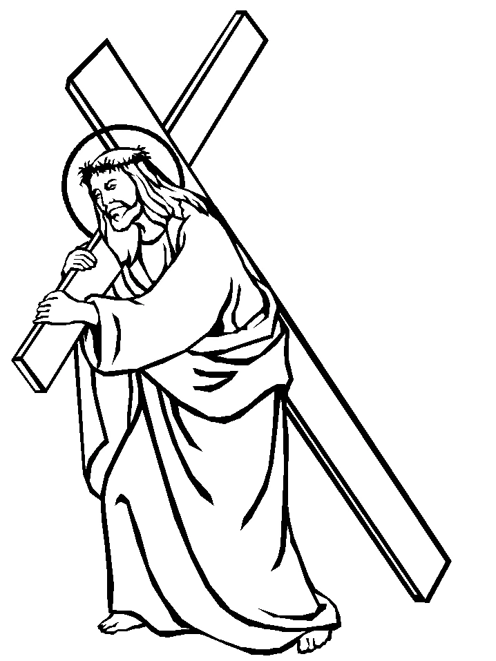 Dibujo de Jesús cargando su cruz para colorear