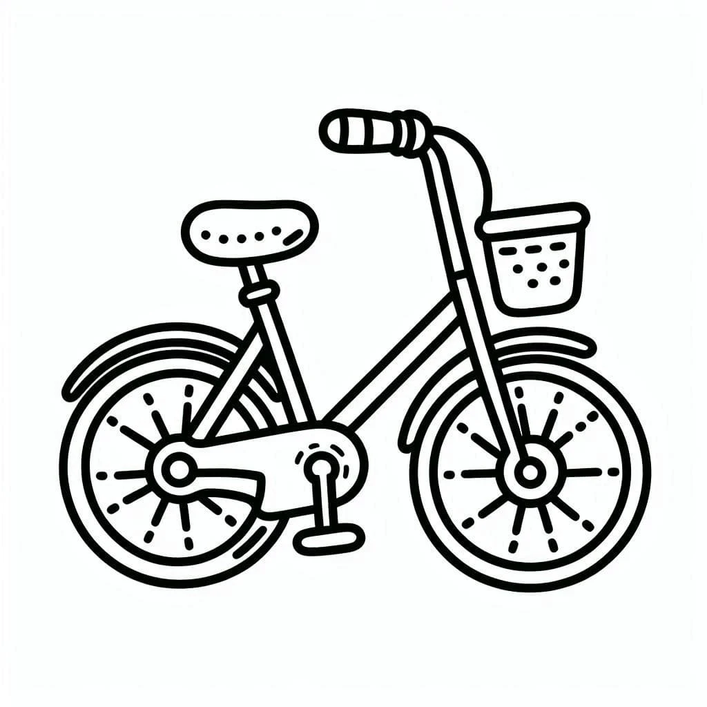 Dibujo de Bicicleta con cesta y timbre para colorear