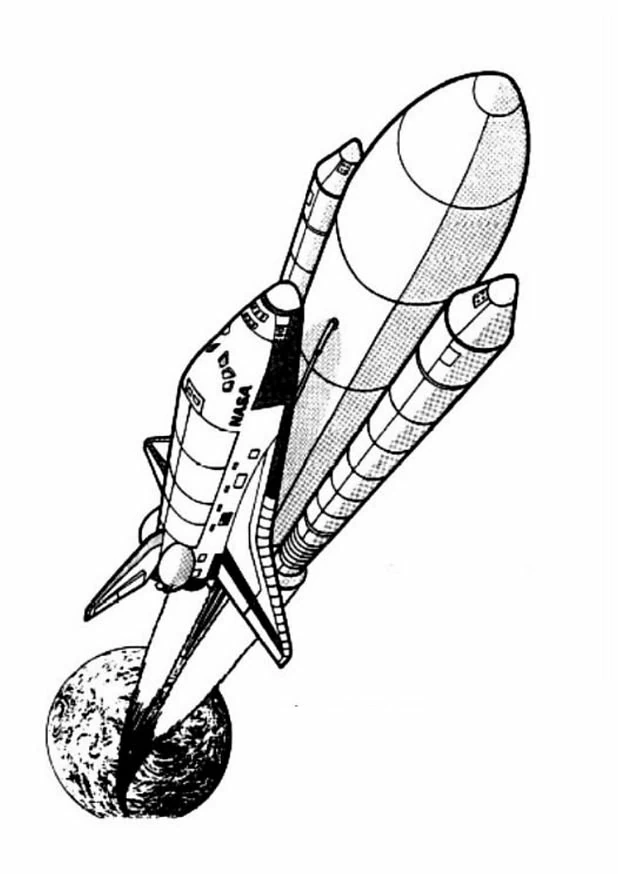 Dibujo de Transbordador NASA con tanque naranja para colorear Dibujo de Transbordador NASA con tanque naranja para colorear