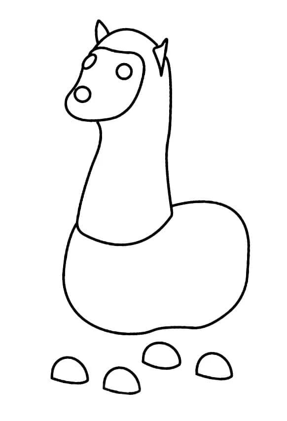 Dibujo de Llama de Adóptame de pie con cuerpo redondeado para colorear Dibujo de Llama de Adóptame de pie con cuerpo redondeado para colorear
