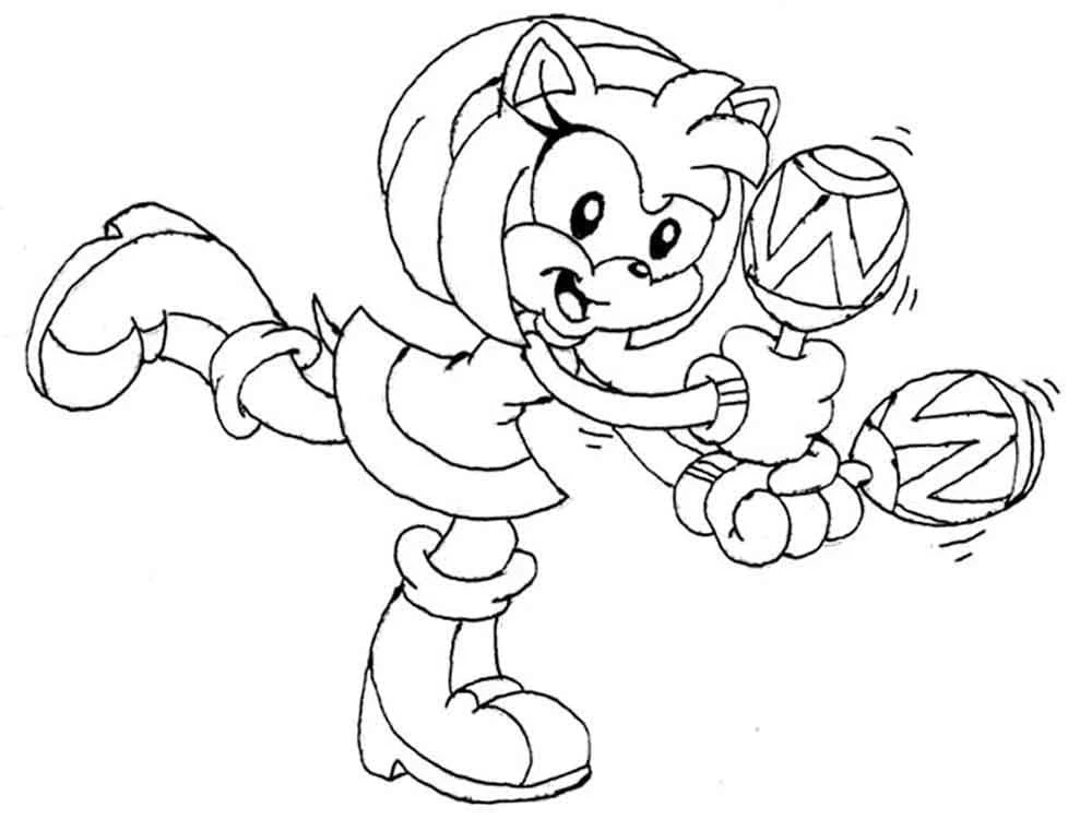 Dibujo de Amy Rose tocando maracas para colorear Dibujo de Amy Rose tocando maracas para colorear