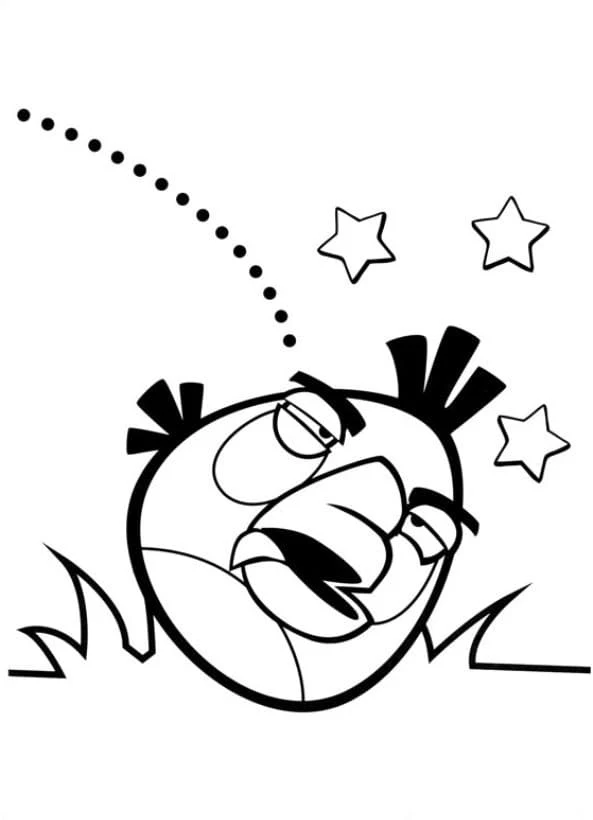 Dibujo de Angry Birds pájaro cayendo con estrellas para colorear