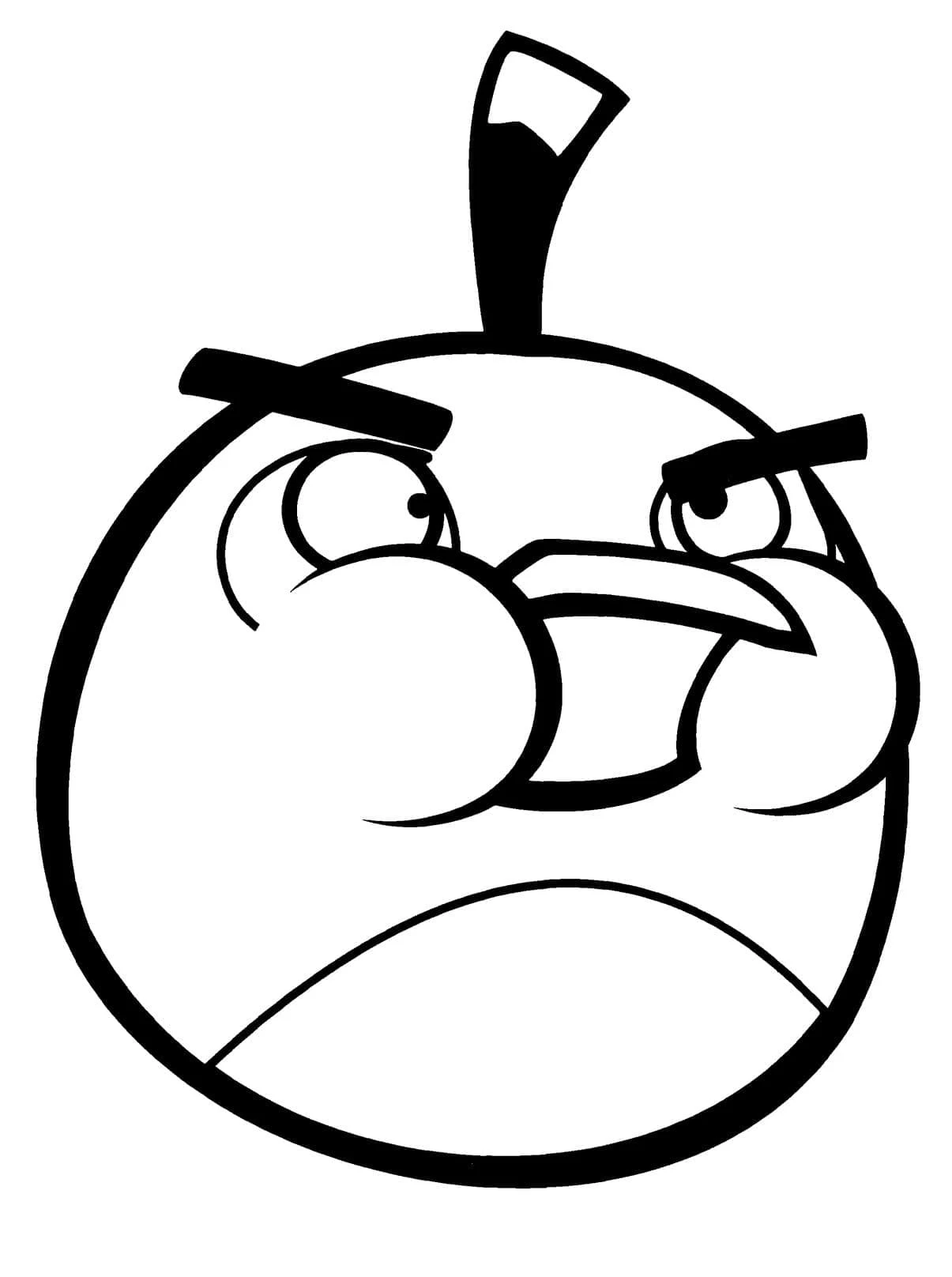 Dibujo de Angry Birds Bomba con cara enojada para colorear