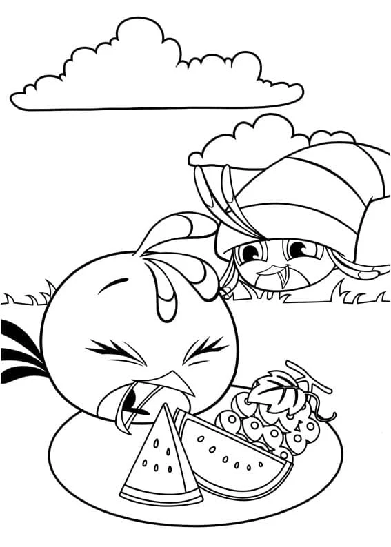 Dibujo de Stella y Willow en un picnic de frutas para colorear