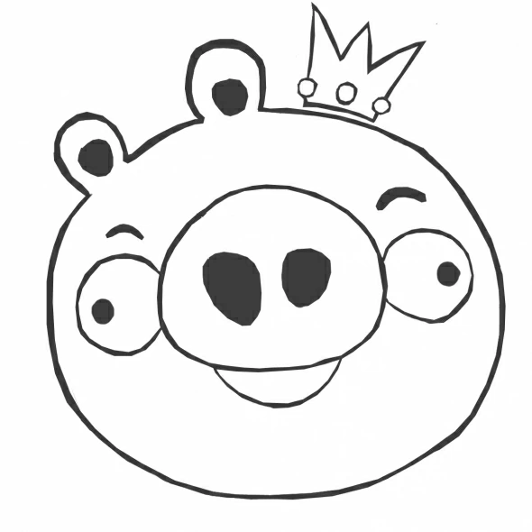 Dibujo de King Pig sonriente de Angry Birds para colorear Dibujo de King Pig sonriente de Angry Birds para colorear