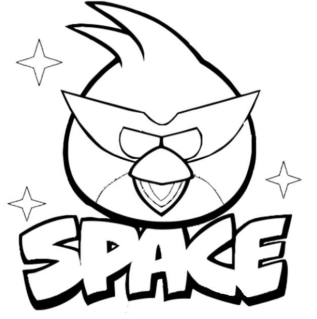 Dibujo de Angry Birds el pájaro rojo en el espacio para colorear