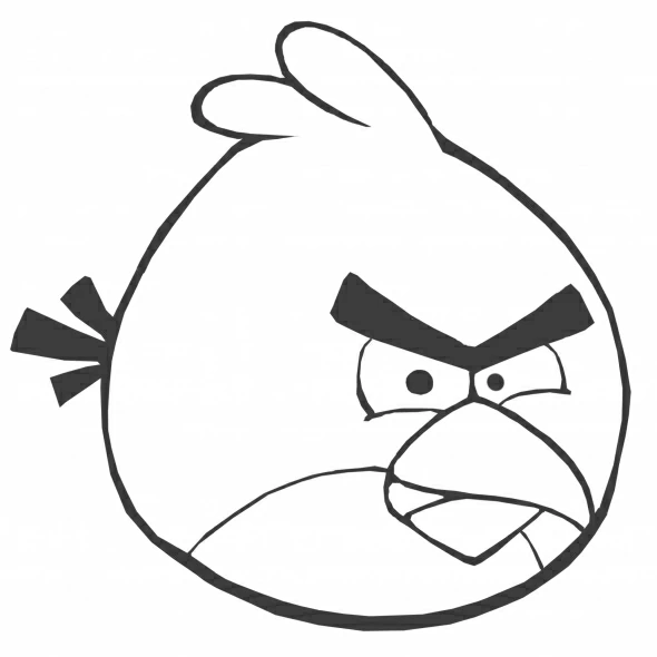 Dibujo de Yellow Angry Bird con mirada furiosa para colorear