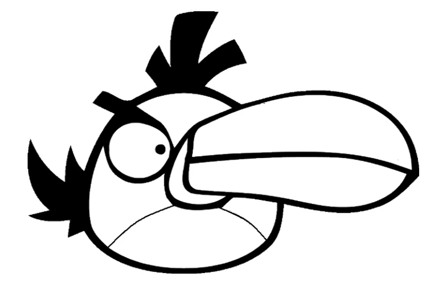 Dibujo de Angry Birds ave de pico largo y mirada furiosa para colorear Dibujo de Angry Birds ave de pico largo y mirada furiosa para colorear