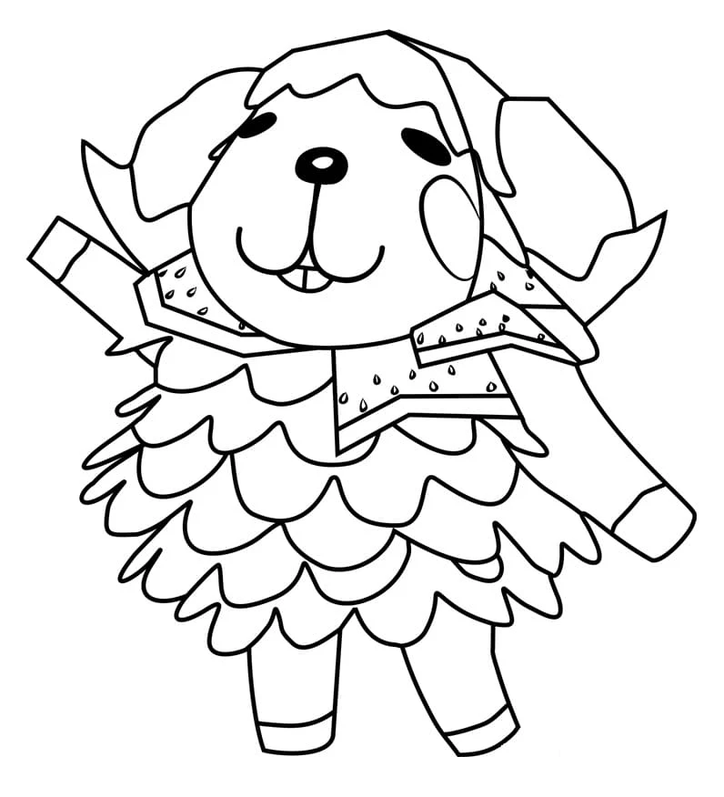 Dibujo de Wendy la oveja saludando alegre para colorear