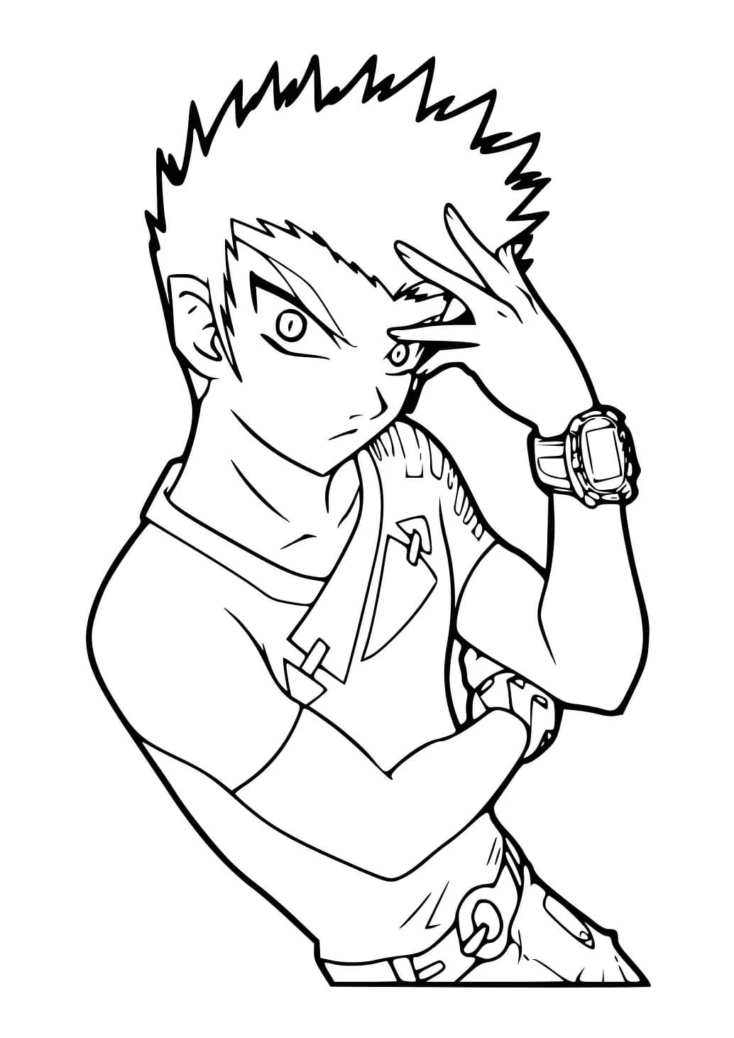 Dibujo de Bakugan Takashi en pose de acción para colorear Dibujo de Bakugan Takashi en pose de acción para colorear