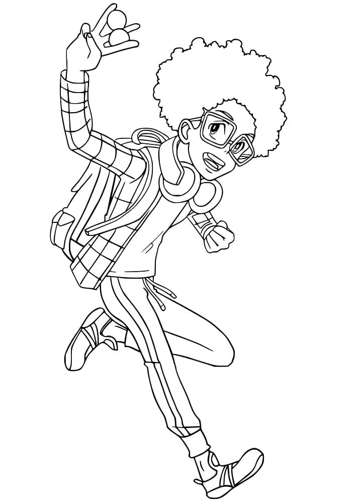 Dibujo de Bakugan chico saltando con mochila para colorear Dibujo de Bakugan chico saltando con mochila para colorear