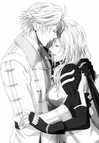 Dibujo de Lightning Farron abrazada por un joven para colorear