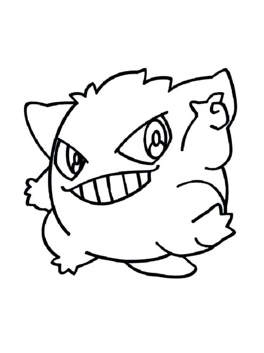 Dibujo de Gengar con amplia sonrisa para colorear