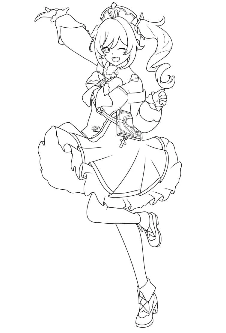 Dibujo de Barbara en una pose alegre para colorear