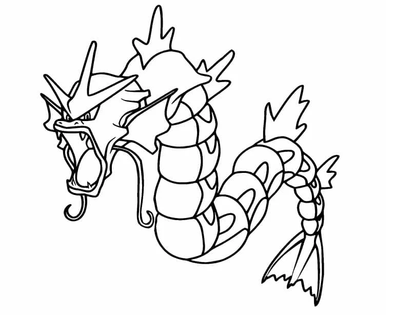 Dibujo de Gyarados con la boca bien abierta para colorear