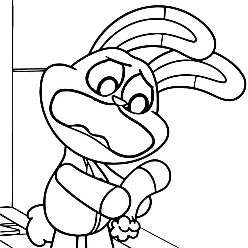 Dibujo de Hoppy Hopscotch con expresión preocupada para colorear Dibujo de Hoppy Hopscotch con expresión preocupada para colorear