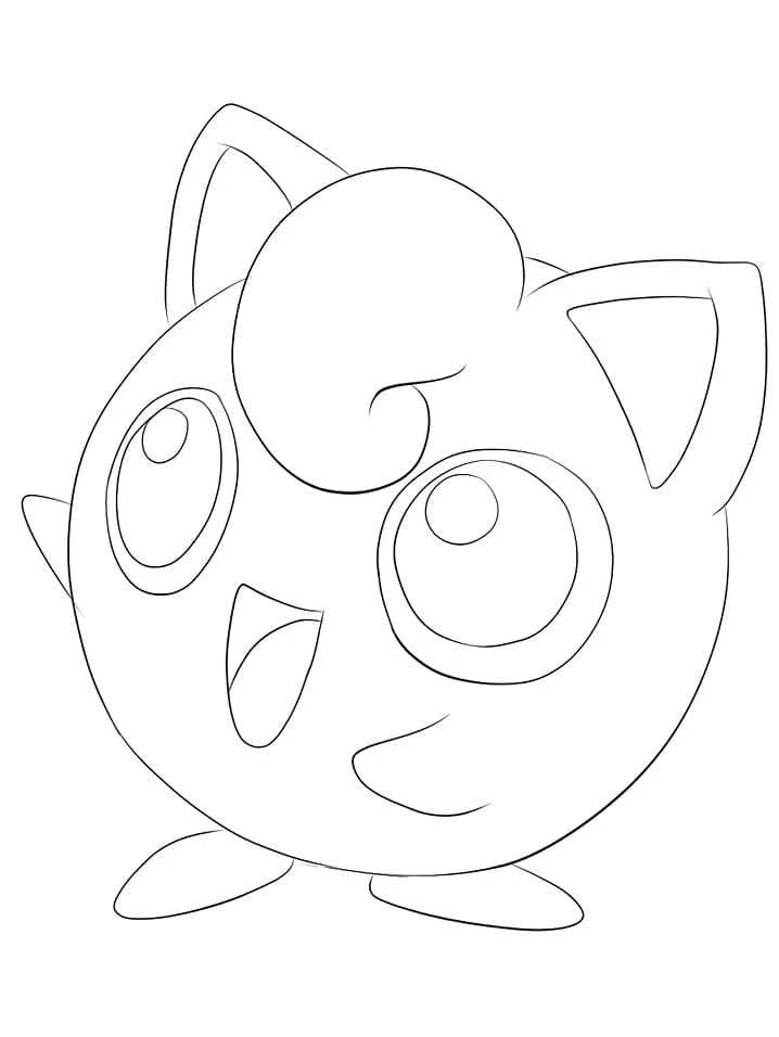 Dibujo de Jigglypuff con grandes ojos redondos para colorear Dibujo de Jigglypuff con grandes ojos redondos para colorear