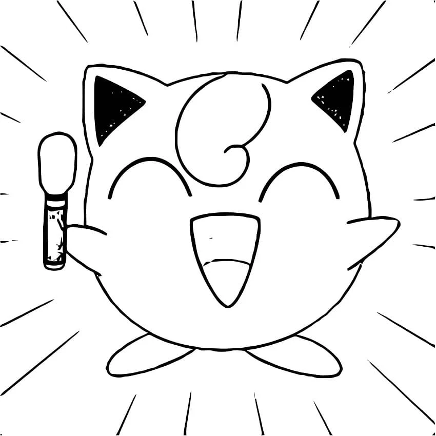 Dibujo de Jigglypuff cantando alegremente para colorear
