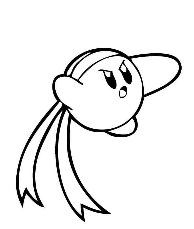 Dibujo de Kirby con una bandana de combate para colorear