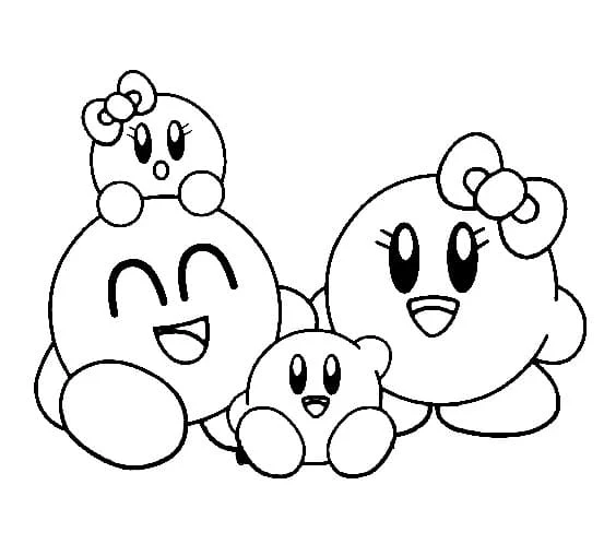 Dibujo de Familia Kirby reunida para colorear Dibujo de Familia Kirby reunida para colorear