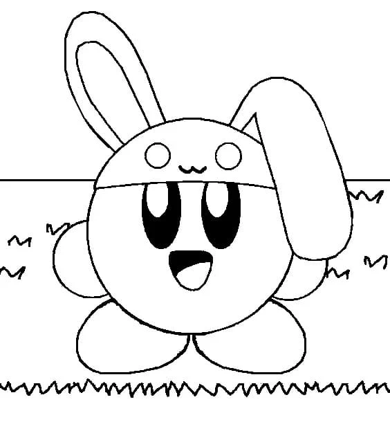 Dibujo de Kirby disfrazado de conejo para colorear