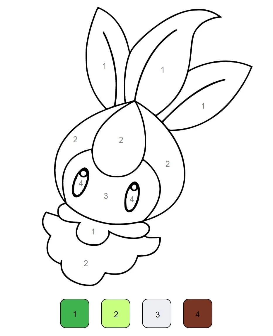 Dibujo de Cottonee para colorear por número para colorear