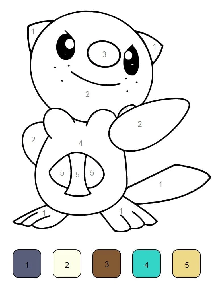 Dibujo de Oshawott colorear por números para colorear Dibujo de Oshawott colorear por números para colorear