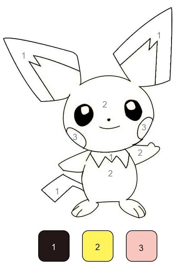 Dibujo de Pichu para colorear por números para colorear